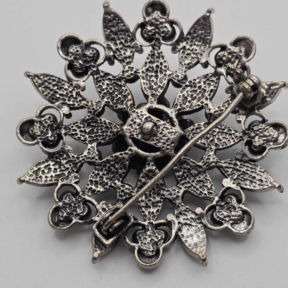 Vintage‎ Sunburst Brooch Women Silver Rhinestone Sparkling Statement - Picture 5 of 9